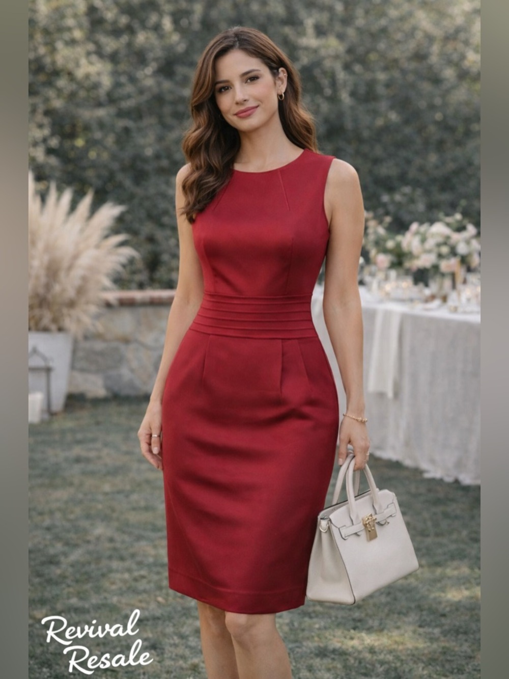 Banana Republic Red Sheath Dress Career Wedding Guest Knee Length Size 12